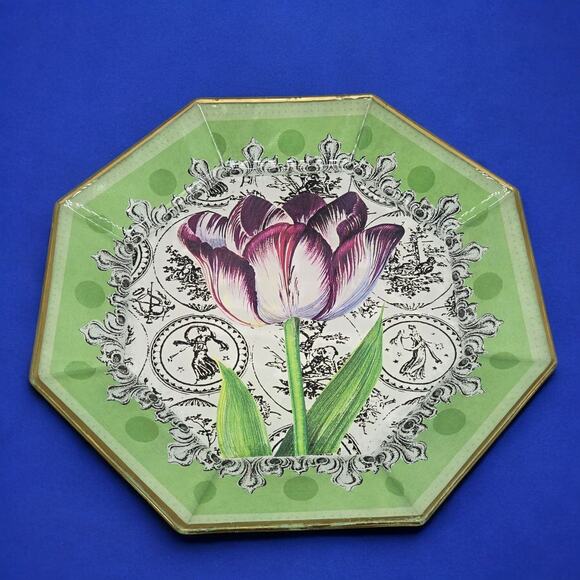 Moonlighting Interiors Vintage Art Nouveau French Decoupage Green Plate Tulip - Picture 5 of 10